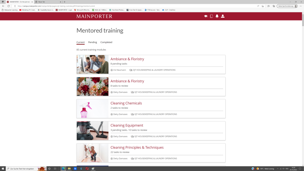 Trainer Tool: On-the-Job Training Overview per learner